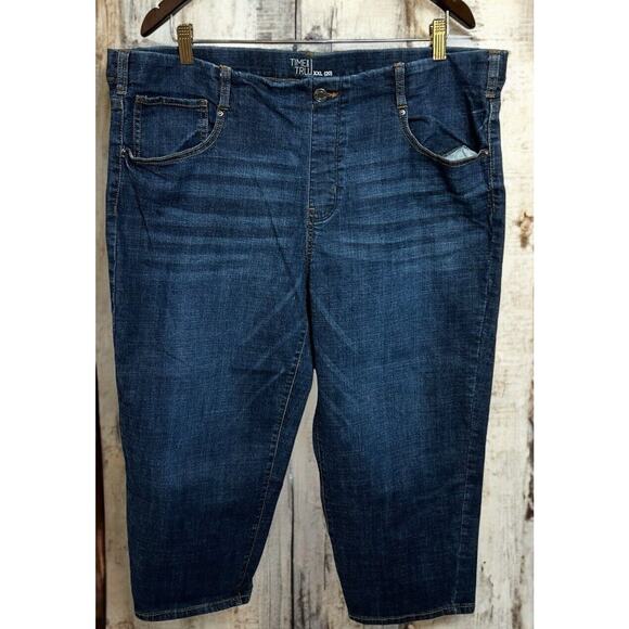 Time And Tru Cropped Jeans Women's Size XXL 20 Dark Blue Wash Stretch Denim - Picture 1 of 6